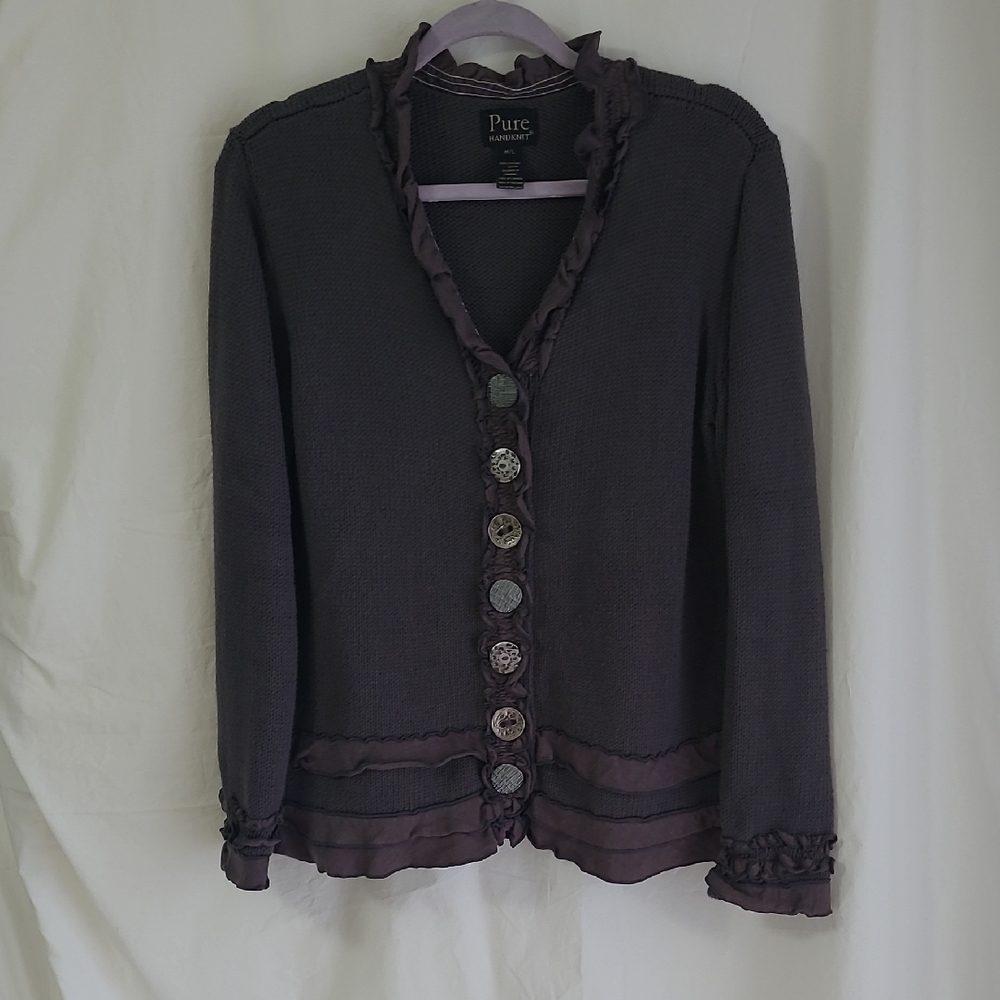 Dark Gray Ruffled Cardigan